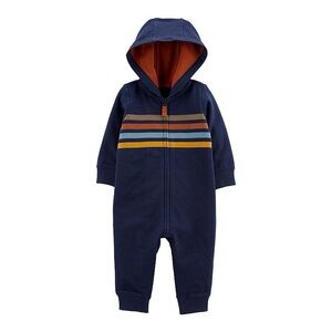 Carter’s Navy Hooded Jumpsuit with Stripes 18 months